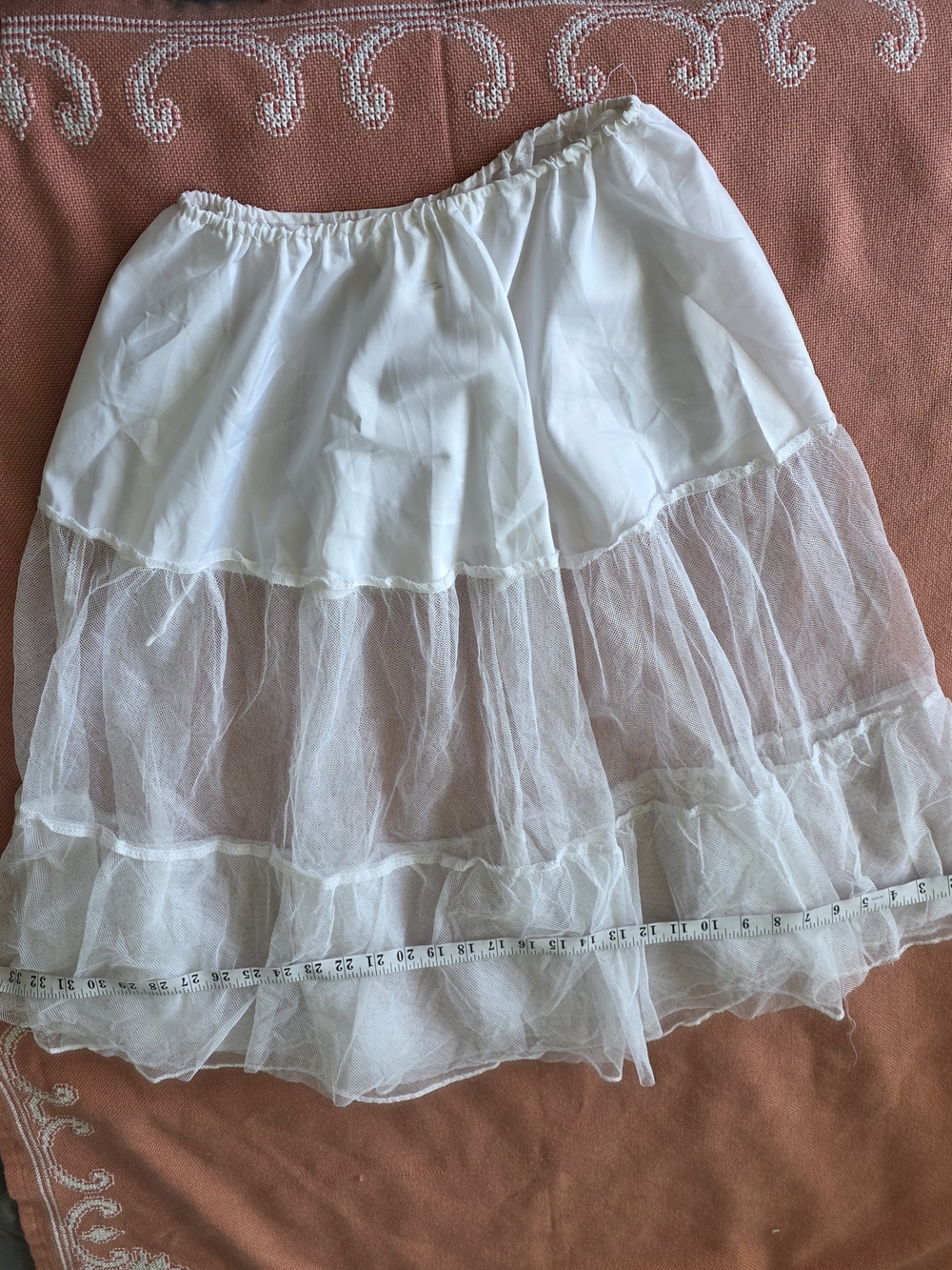 Vintage White Tiered Tulle Lightweight Crinolin Sz M